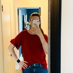 Beautiful crimson ruffle-sleeve tee!